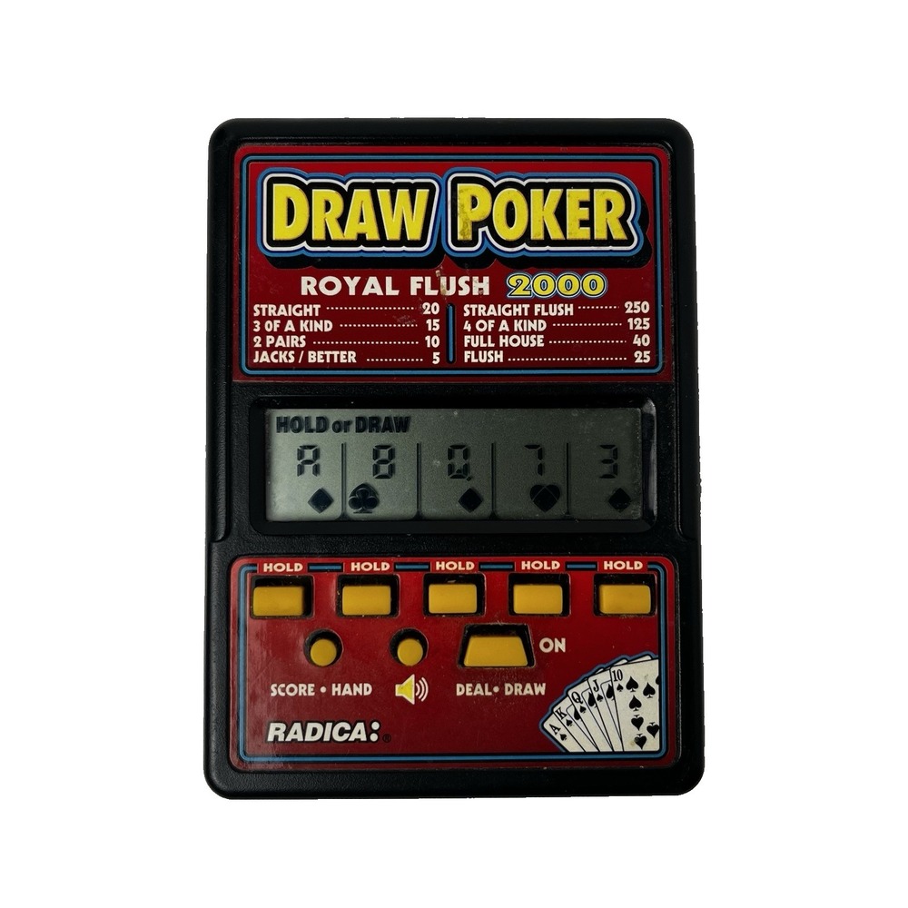 Vintage RADICA Draw Poker Royal Flush 2000 Handheld Electronic‎ Game Working